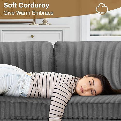 Miniatura 6 de Legend Vansen Sofá modular de gran tamaño, sofá en forma de U de 6 asientos con otomana, sofá de pana con asiento profundo, sofás seccionales