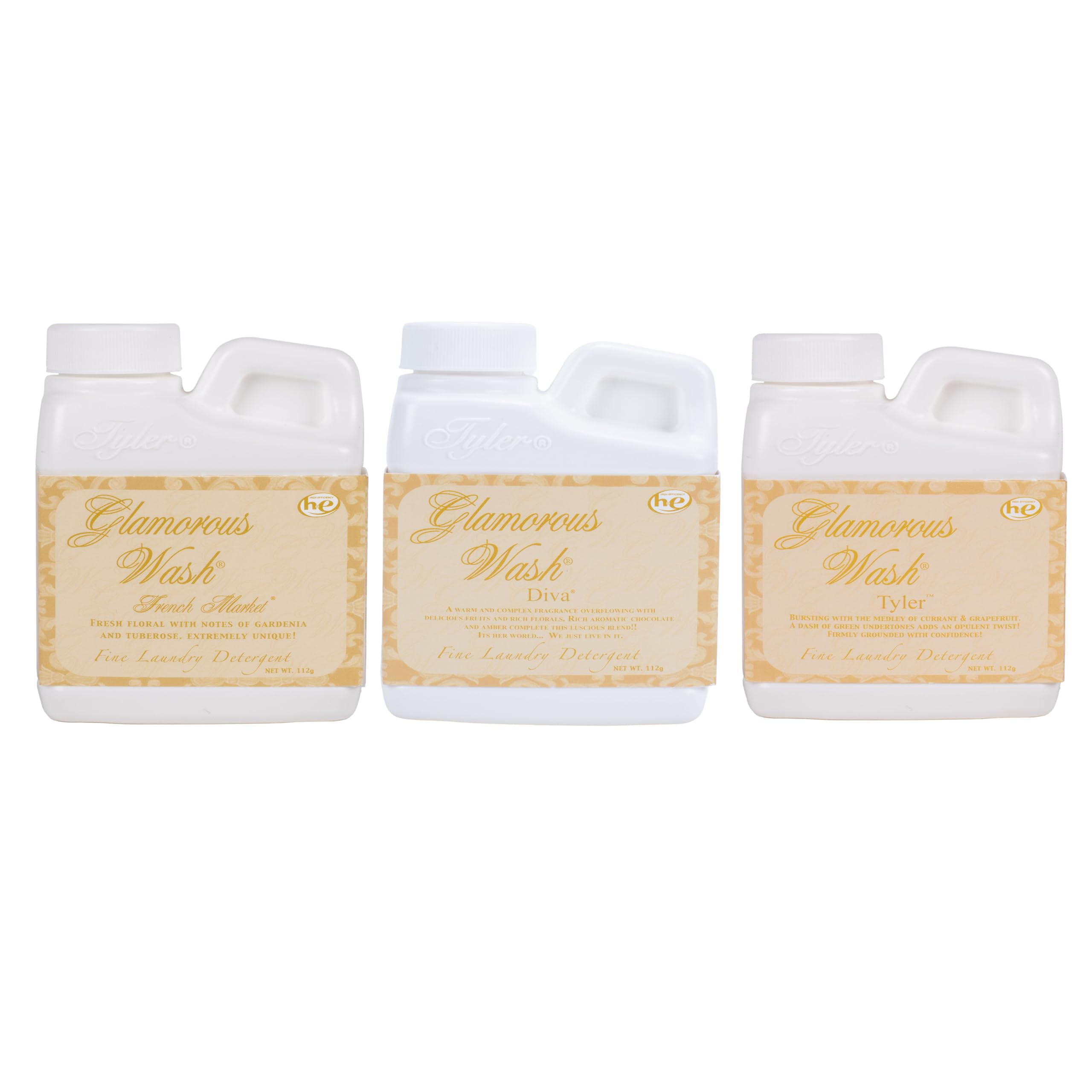 Elanze Designs Tyler Candle Glamorous and Luxurious High Efficient Wash 4 ounce Scented Fine Laundry Detergent Pack of 3; French Market, Tyler, Diva