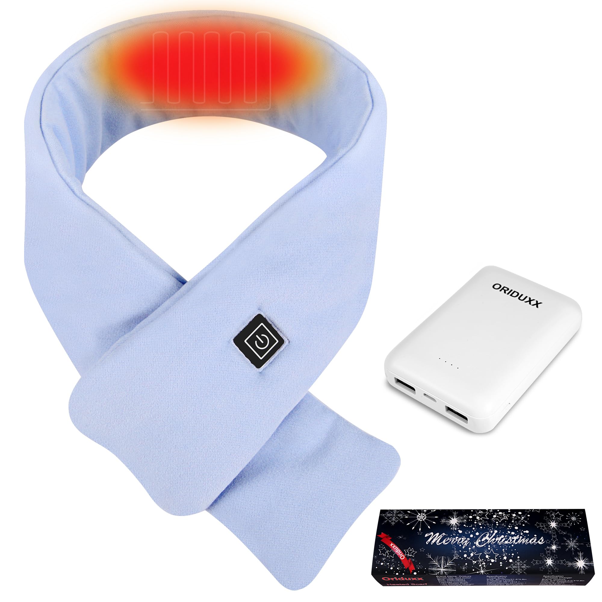 Heated Scarf Electric Heat Scarves with Heating Pad Rechargeable Heated Shawl Neck Warmer with Powerbank for Women Men Kids