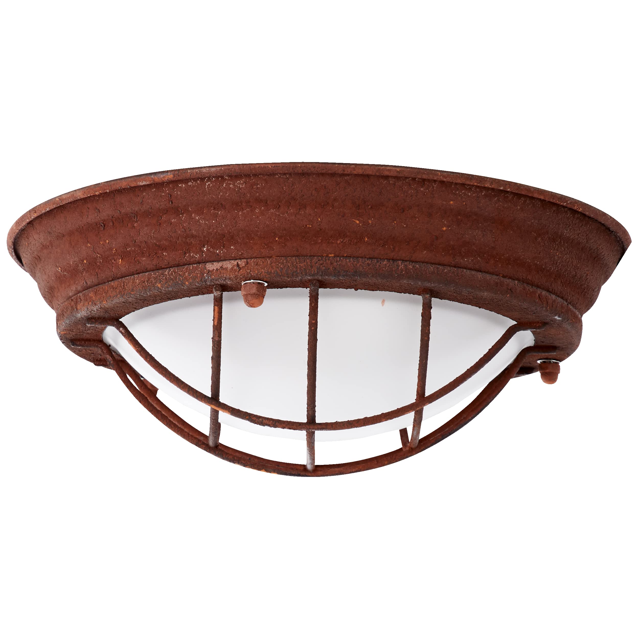 Lampada da soffitto industriale con diametro di 29 cm - lampada da parete e da soffitto in stile vintage - lampada da barca rustica con disco di vetro - metallo/vetro ruggine/bianco - attacco E27 - 30