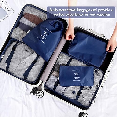 Miniatura 5 de Juego de 7 cubos de embalaje para viajes, organizadores de equipaje para accesorios de viaje, organizador de bolsas de viaje para equipaje,