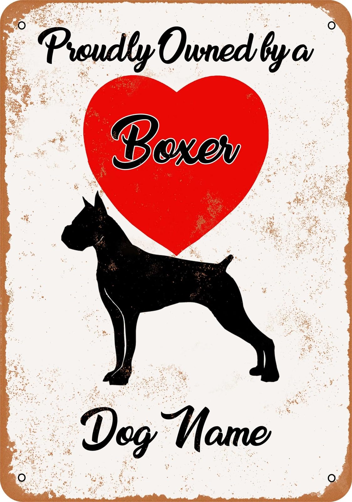 Metal Sign - CUSTOM DOG NAME - Boxer 2 - Vintage Look home decor