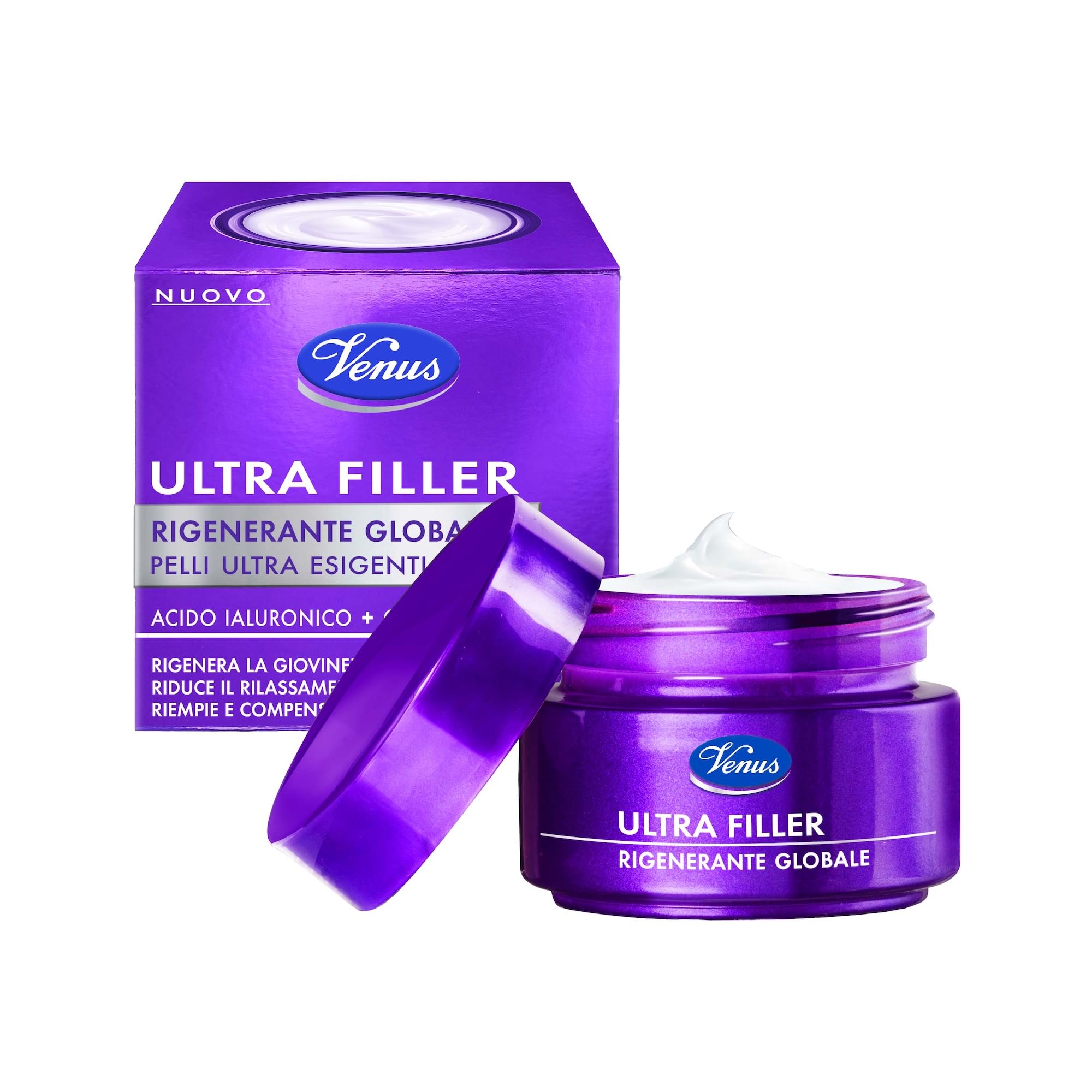 Venus, Ultra Filler Rigenerante Globale, Con Acido Ialuronico e Cellule Staminali, Riempie e Compensa le Rughe Con Funzione Rassodante e Rigenerante, Ideale per Pelli Mature Ultra Esigenti, 50 ml