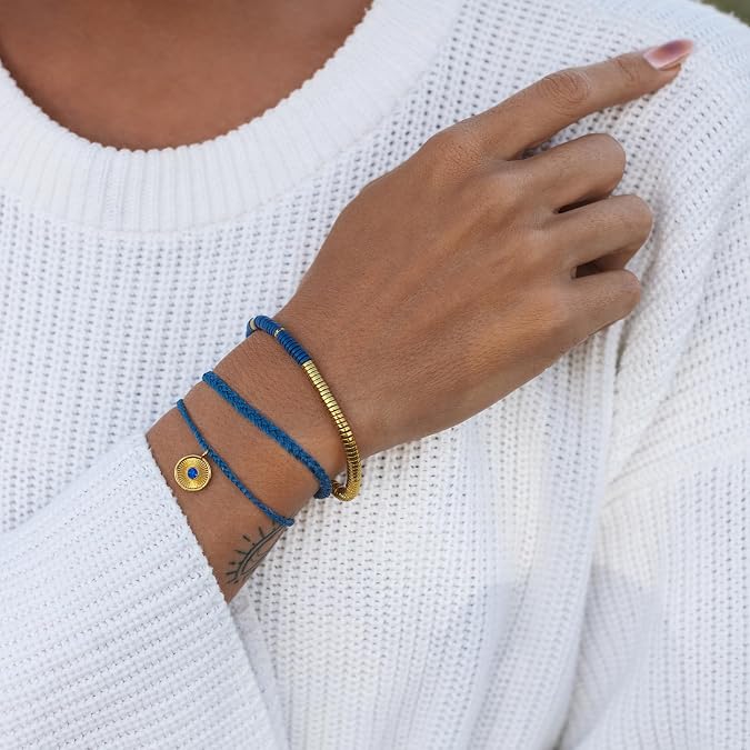 Pura Vida Bracelet Clear Vision Bracelet Stack, 3 Stackable Bracelets for Women