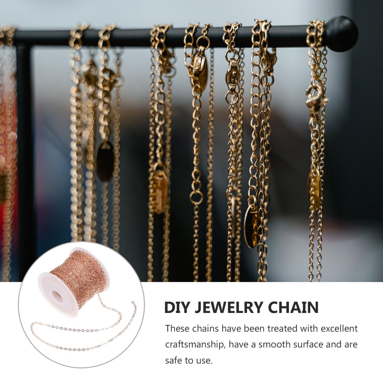 TEHAUX 1 Roll Gold Chains for Jewelry Making - DIY Copper Chains,32.8ft Cable Link Chainsfor Necklace Jewelry Bracelets Preserve Color Crafting Supplies - Image 5