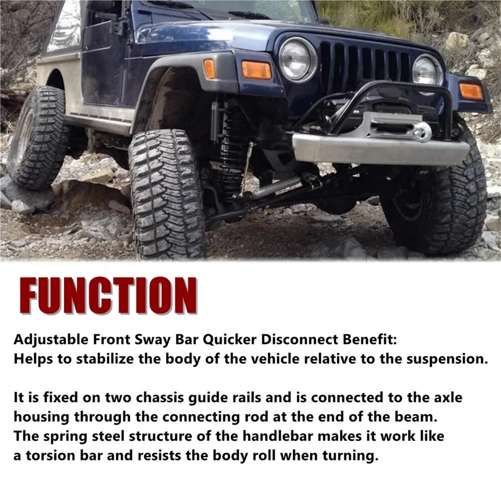 Stabilizatory samochodowe Pasuje do Wrangler 1998-2006 TJ Cherokee 1984-2001 XJ Z podnośnikami 2,5" - 6" Regulowane przednie łączniki stabilizatora