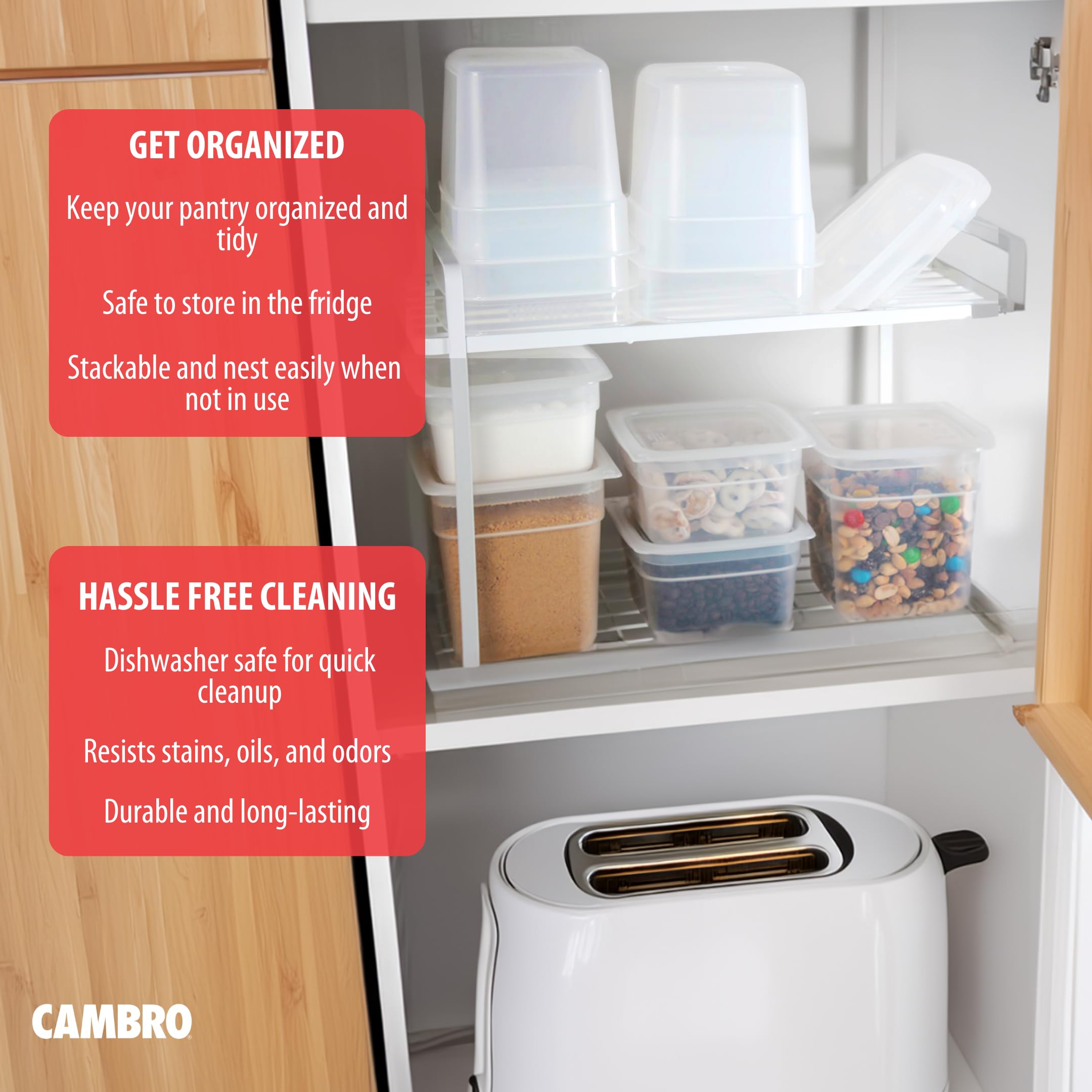 Cambro Contenedores de almacenamiento de alimentos con tapas (sin BPA y translúcidos) – Contenedor de almacenamiento de alimentos de 16 y 32 onzas (onzas) (juego de 20 piezas)