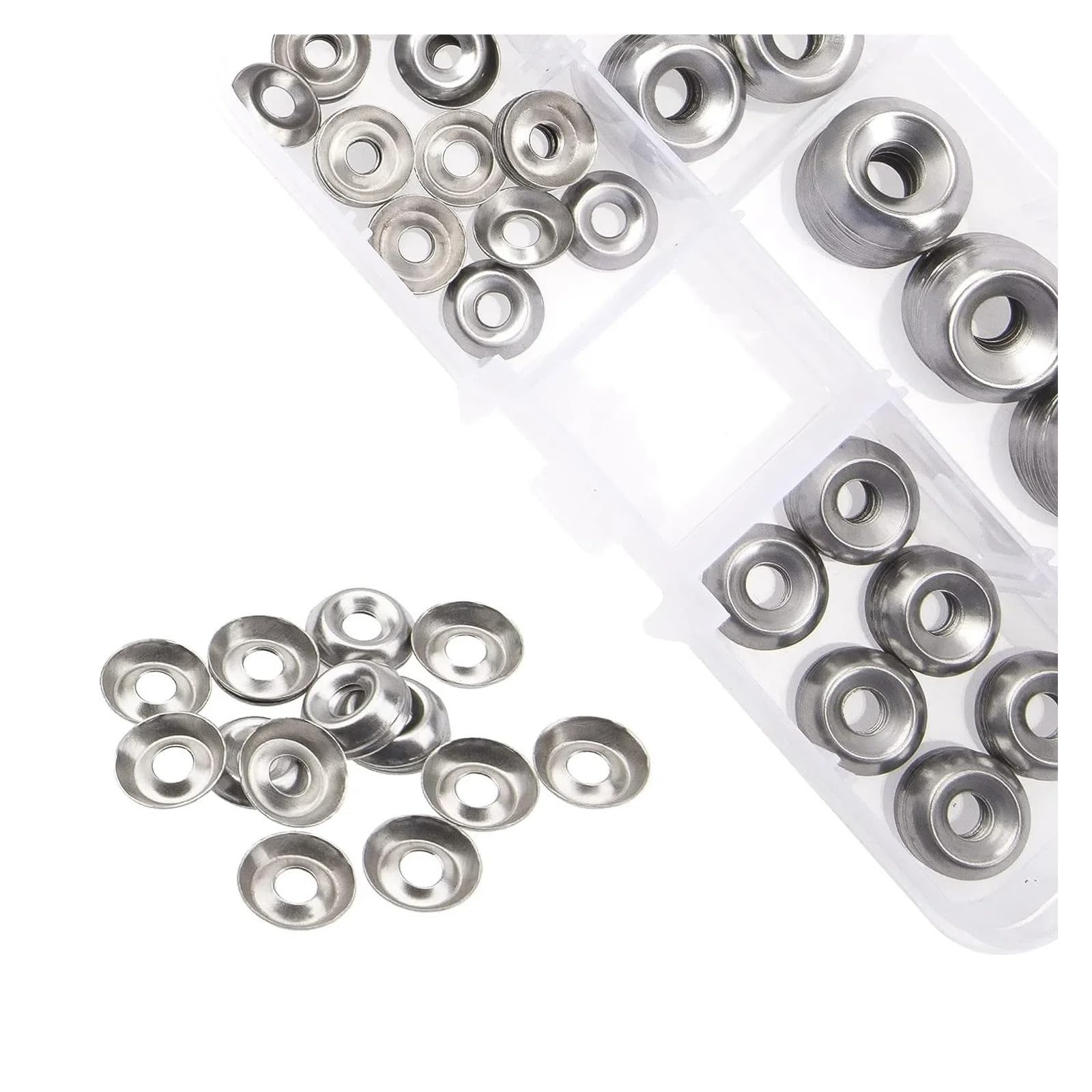 Edelstahl Beilagscheiben 200PCS 304 Edelstahl Schüssel Typ Konische Unterlegscheibe Versenkte Unterlegscheiben Konkave Konvexe FishEye Dichtung Dekorative