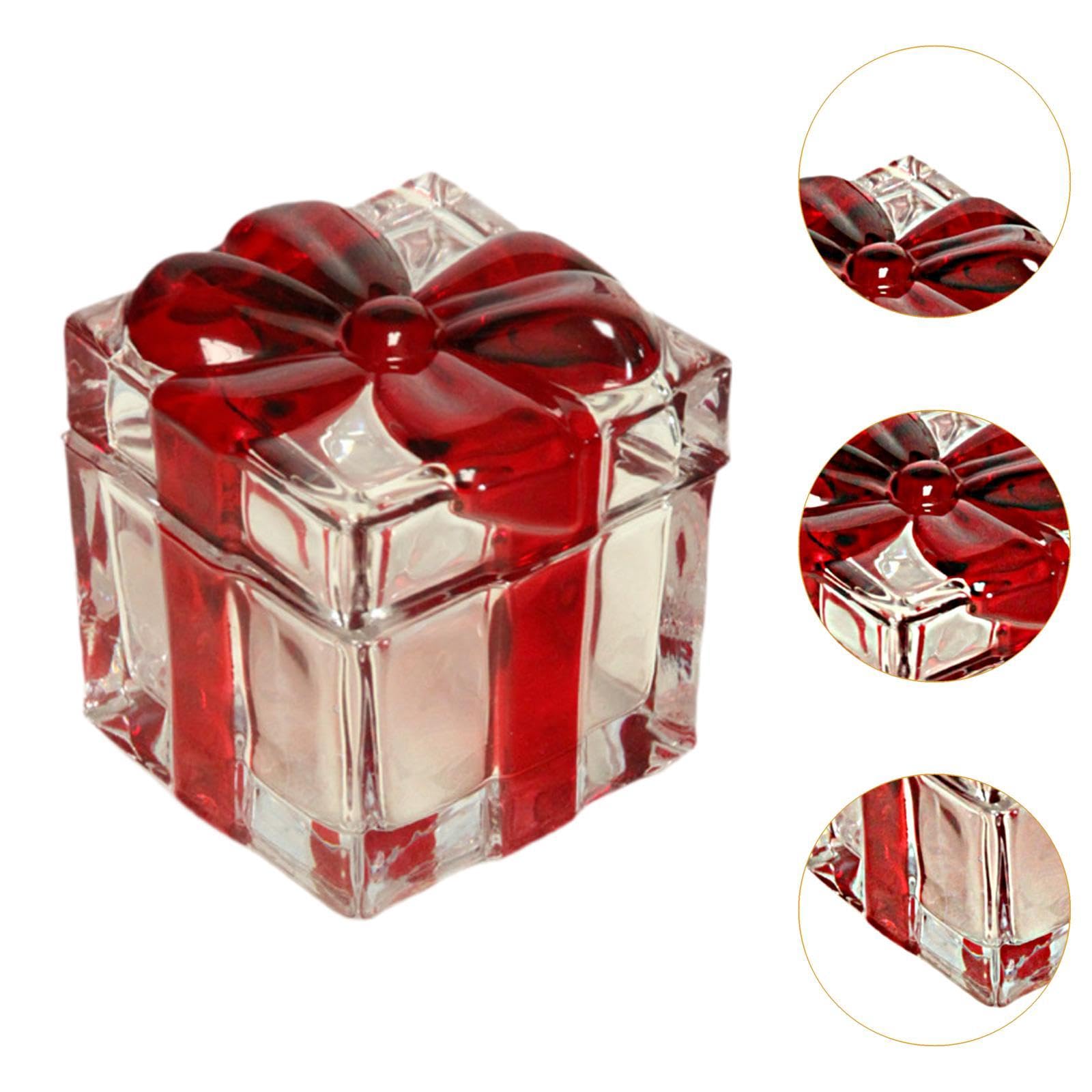 Azucarera de Vidrio con Tapa Recipiente para Caramelos Caja para Bandeja Almacenamiento de Azúcar Diseño Elegante Adecuado para Banquete Hote, Rojo Pequeño, Individual