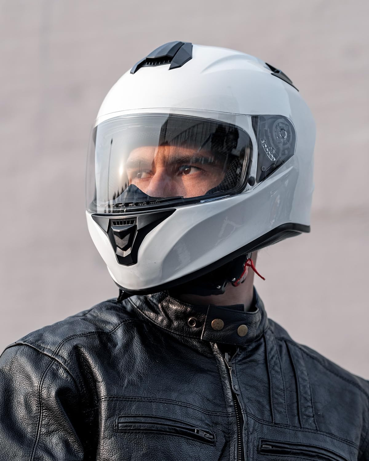 ILM Full Face Motorcycle Street Bike Helmet with Enlarged Air Vents, Free Replacement Visor for Men Women DOT Approved Model ST-06 (White, Large)