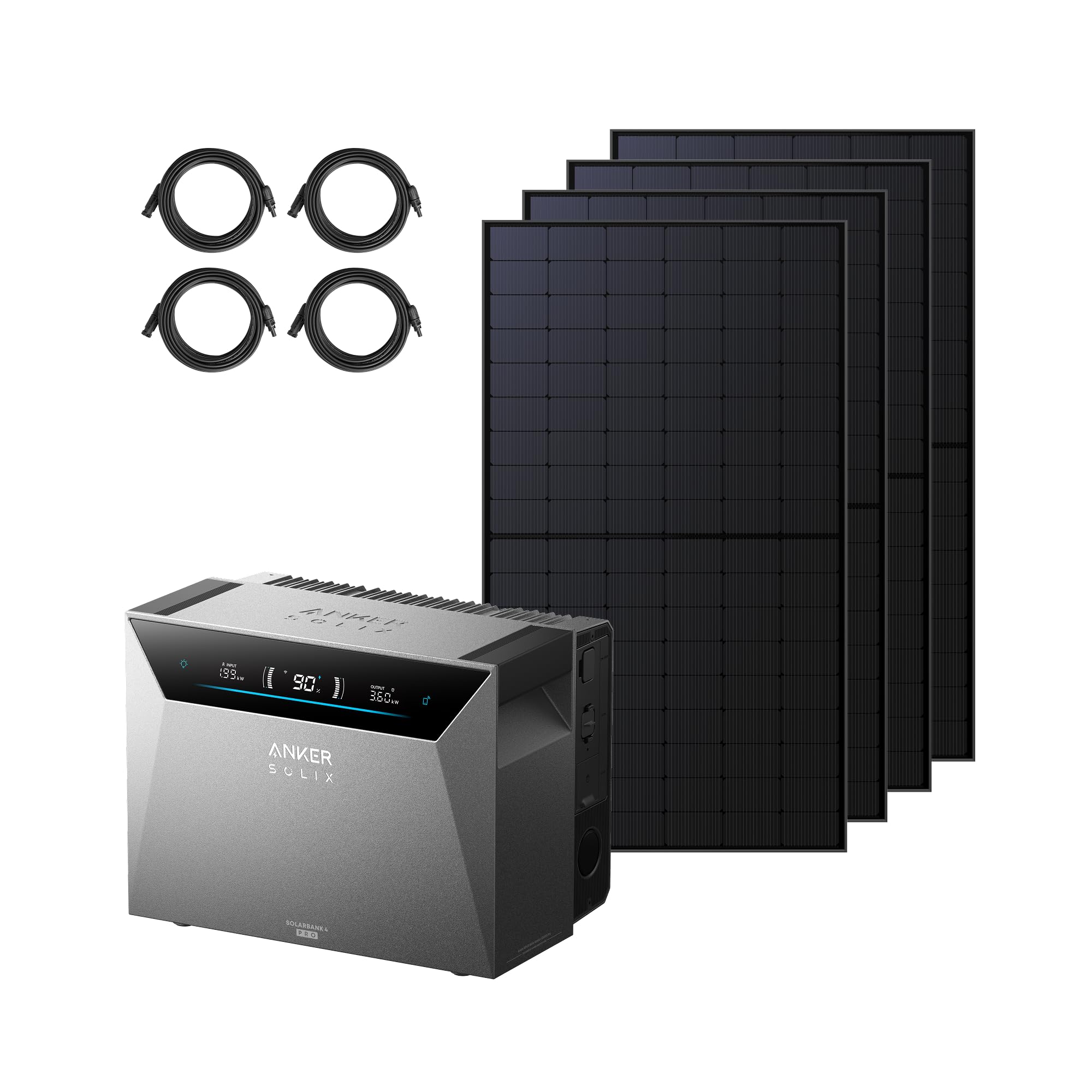 Anker SOLIX Solarbank 4 Pro + 4× 500W Solarpanels + 4× 4mm² Kabel(5m)