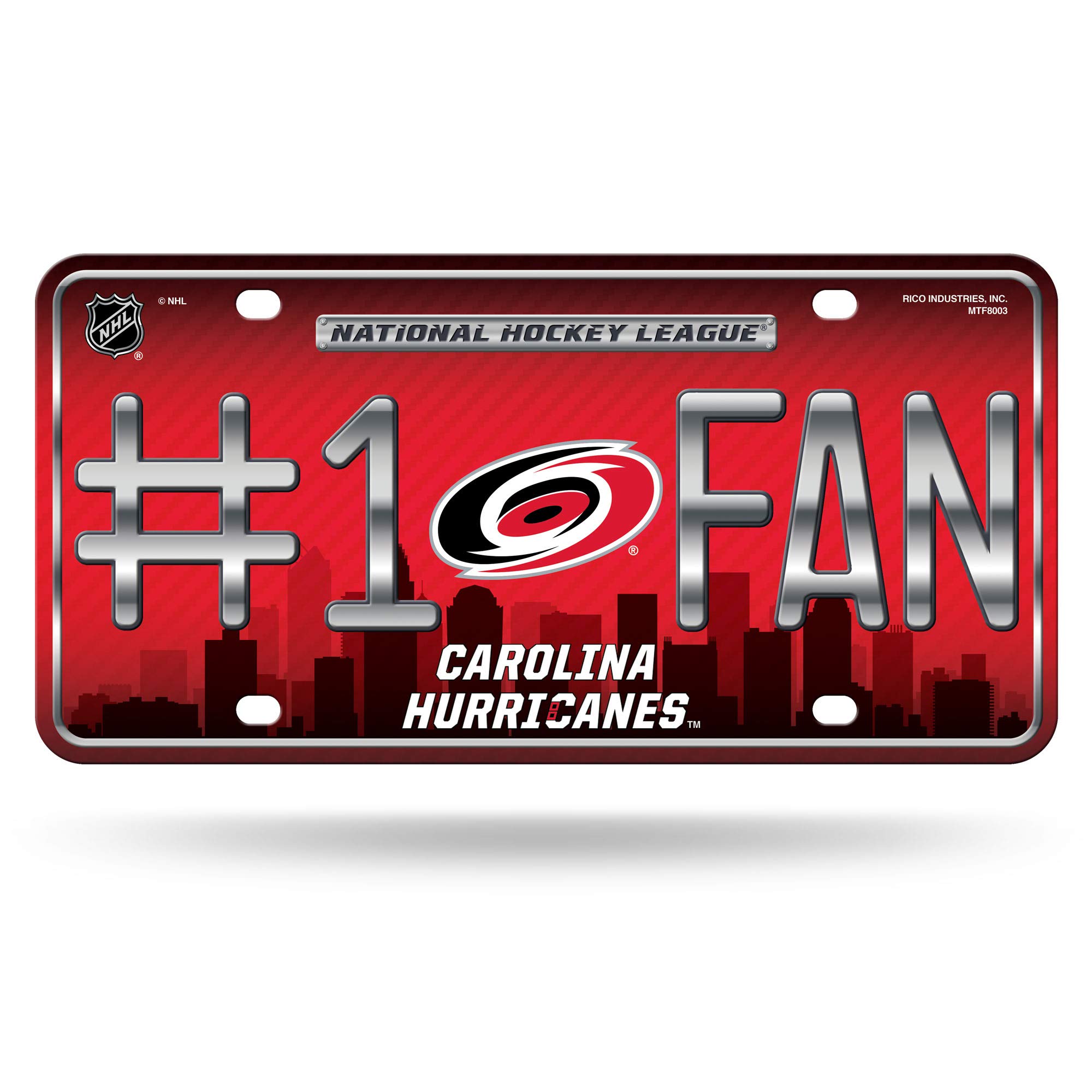 Rico Industries NHL Carolina Hurricanes #1 Fan Metal License Plate Tag
