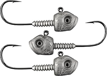 Lunker City Fishing Titan Jig Head 1/8oz 3/16oz 1/4oz 3/8oz 1/2oz 3/0 Mustad UltraPoint Nickel Hook Swimbait Bass Jigs LunkerGrip 3D Molded Fish Lure Eyes, 3 Per Bag