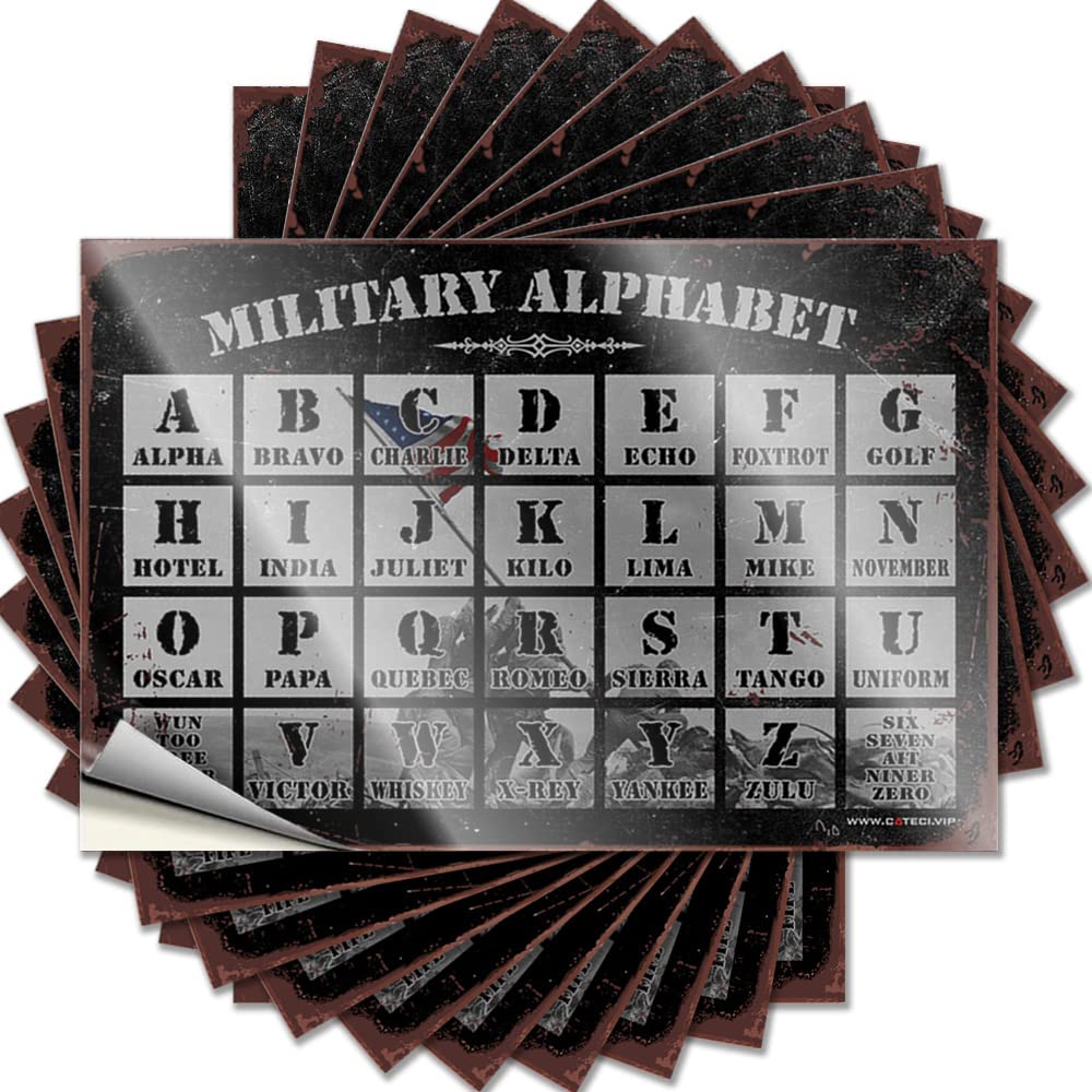 Positive Decals, New Tumbler Military Alphabet | Funny Quote Teacher Decals(12X18CM)