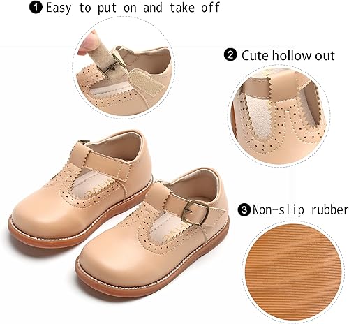 Miniatura 6 de GINFIVE Zapatos planos Mary Janes para niñas pequeñas, zapatos de vestir para niñas pequeñas