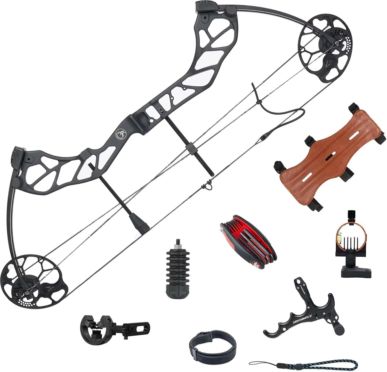 TOPARCHERY Compound Bow for Hunting Adults Archery Set - Aluminum Alloy Bow Handle, IBO Arrow Speed 320fps, Pull Distance: 19-30", 0.5 Adjustable