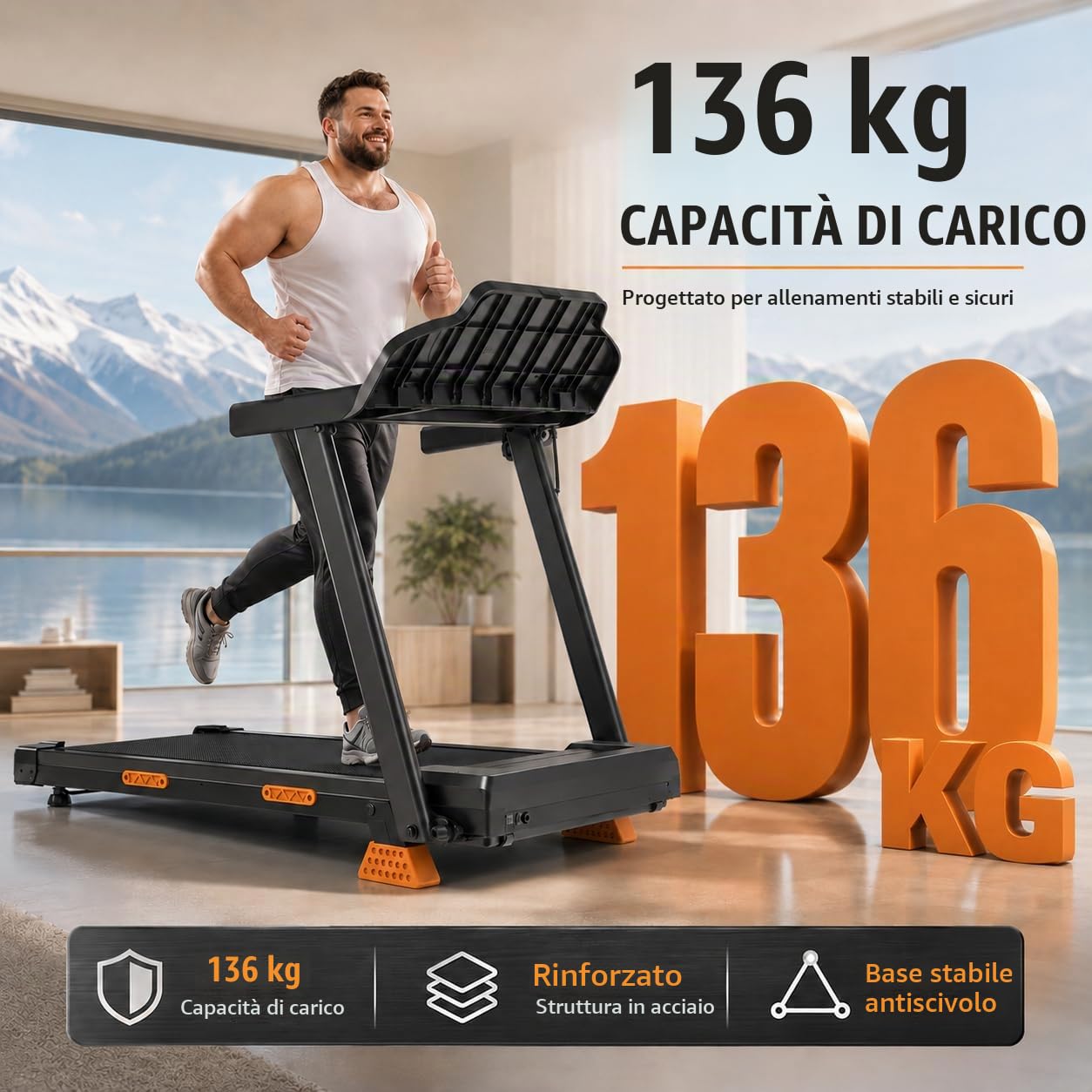LONTEK Tapis Roulant Salvaspazio con Inclinazione 15% | Tapis Roulant Elettrico 12KM/H, Tapirulan Pieghevole da Casa con 3.0 HP e Display LED, MAX 136KG
