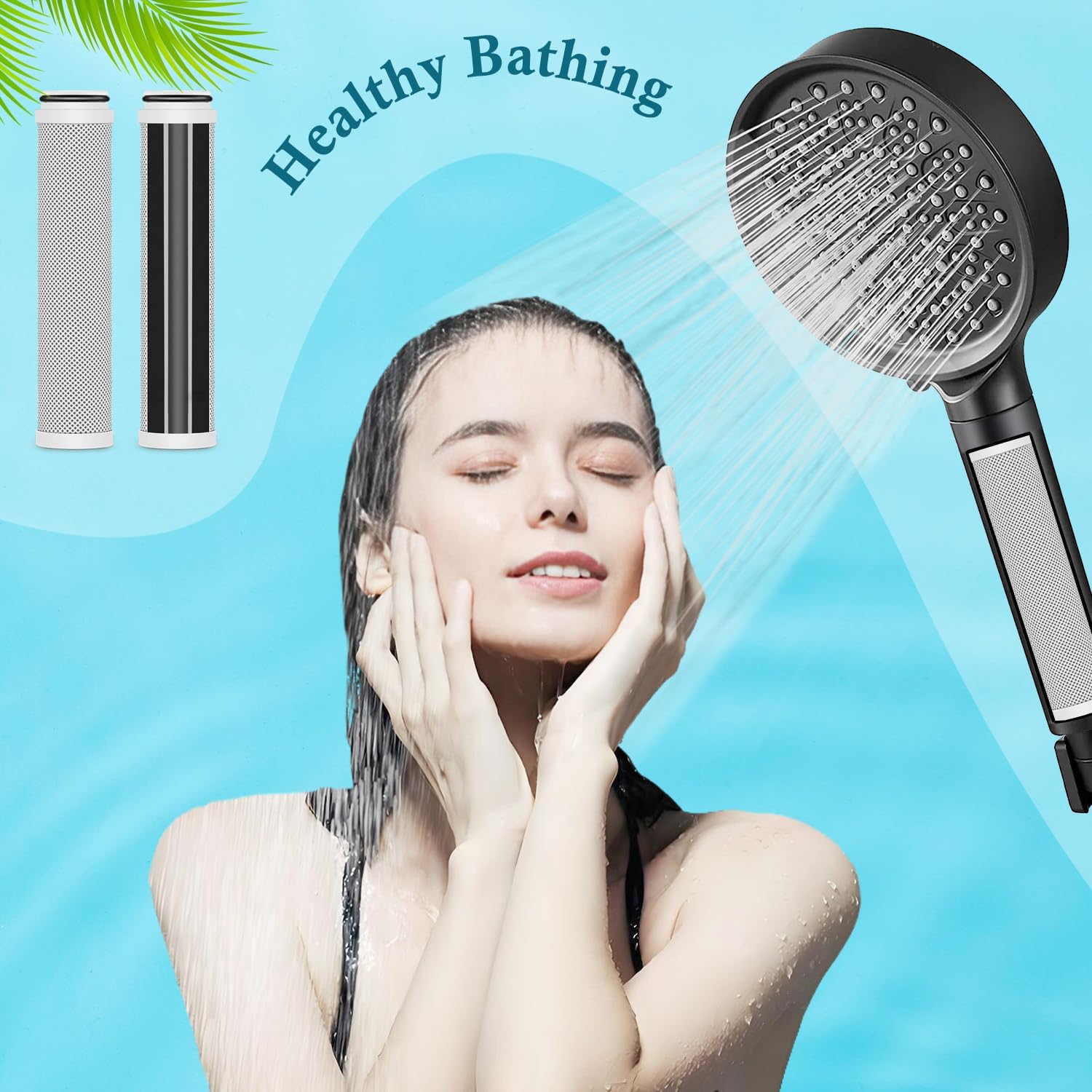 4-Pack 2.0 Carbon Replacement Shower Filter Cartridge Compatible with Cobbe Plus Handheld Shower Head,Water Softener Filter for Hard Water Reduce Chlorine and Harmful Substances