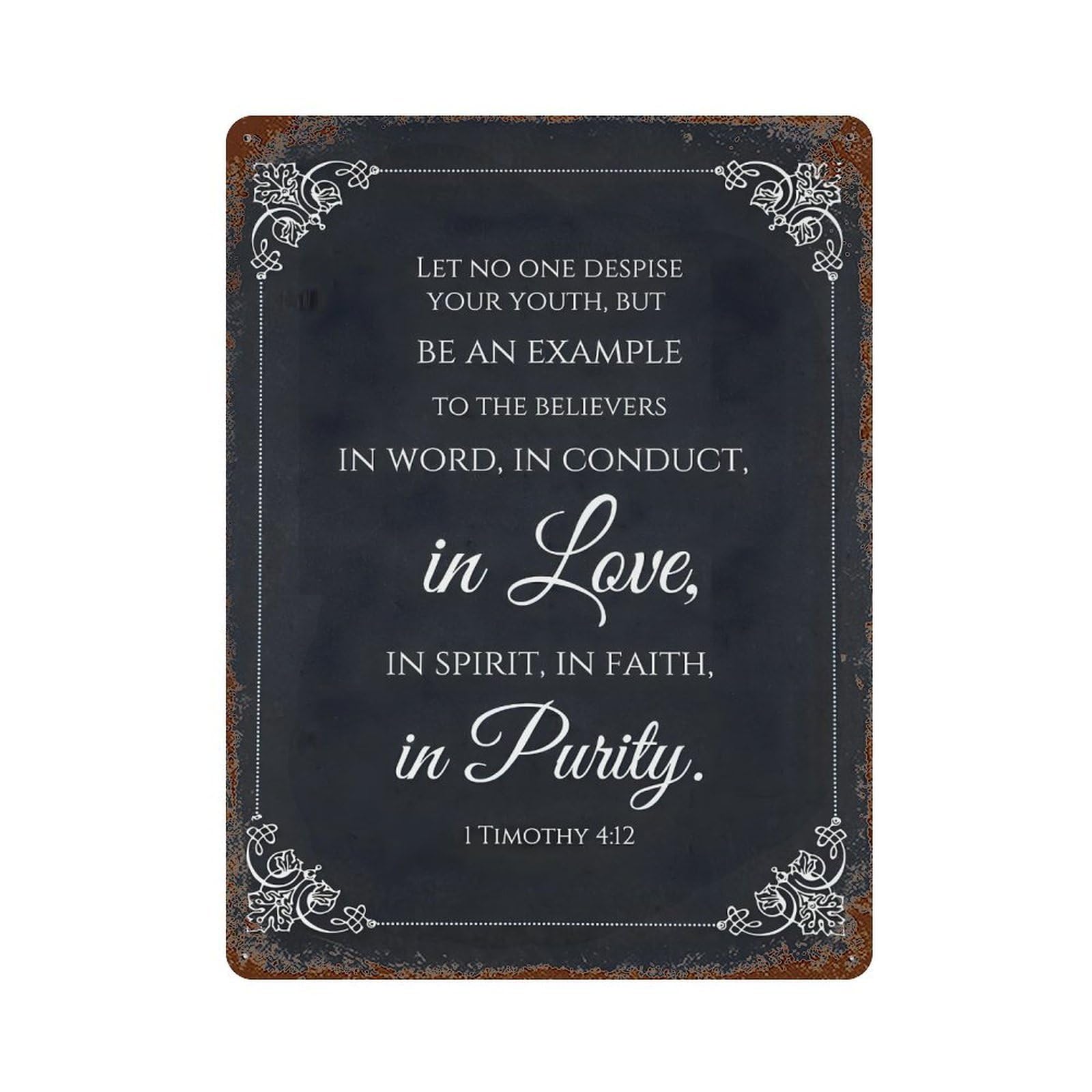 xiaoxiaoshen Bible Verse Wall Art 1 Timothy 4 12 Wall Decor Art Metal Tin Poster Modern Home Decor Art Home Bar Shop Decorations Vintage Sign 40x30cm