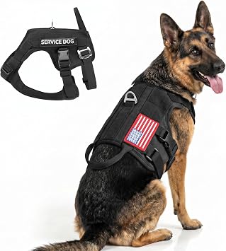 FAYOGOO Tactical Dog Harness for Large Medium Breed - Mesh Breathable Dog Harness Escape Proof with Handle - No Pull Military Service Dog Vest with Removable Patches for Walking,Training,Hiking