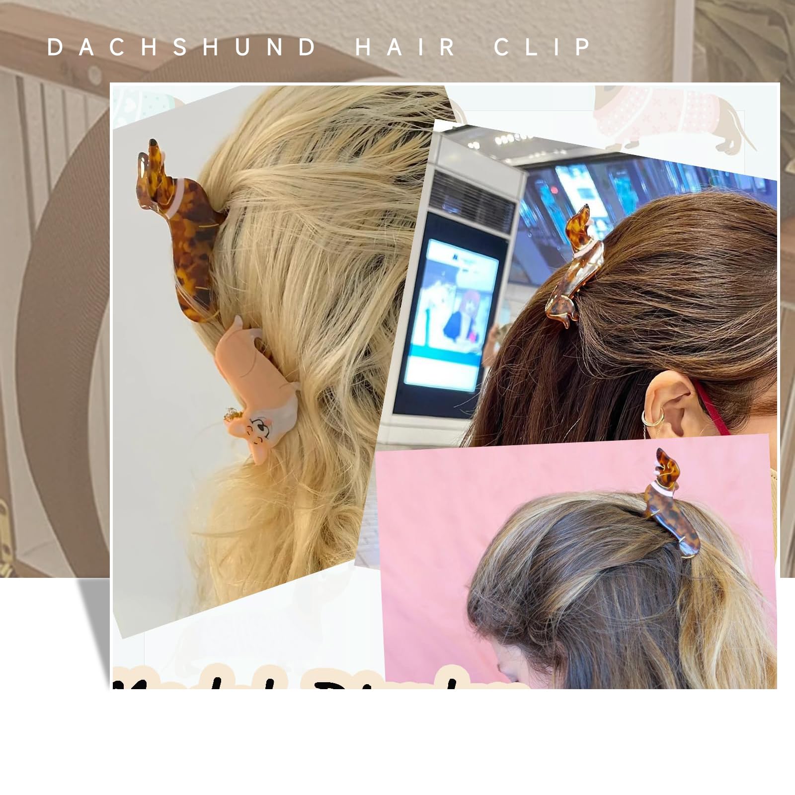 Cosmeria Dachshund Hair Clip for Women And Girls Funny Volume Clip Made Of Acetate - Image 4