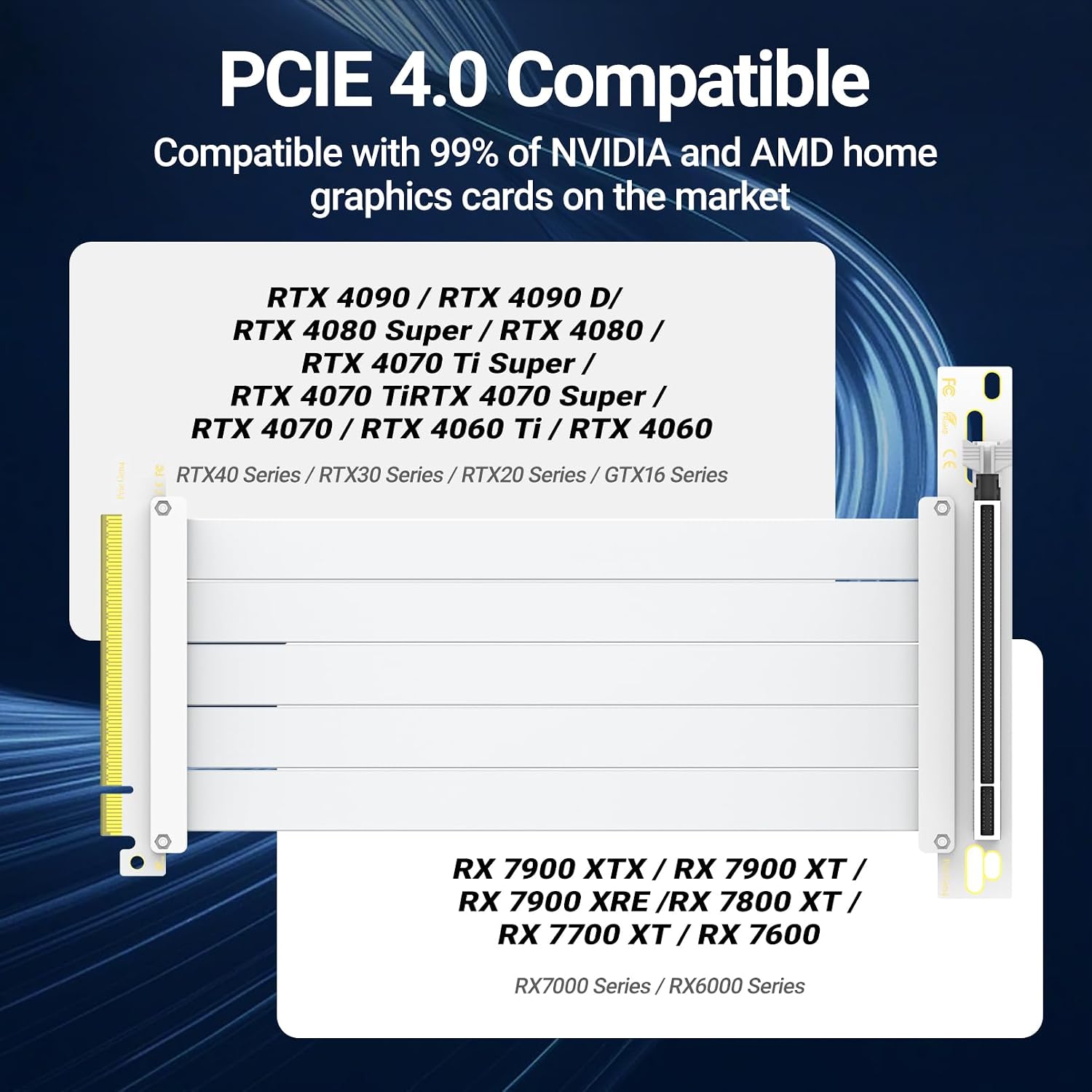JEYI PCI-E 4.0 Riser Cable,High Speed Flexible Vertical GPU Mount Cable PCIe 4.0 x16 for AMD Radeon RX7000/RX6000 Series and GeForce RTX 40/30 Series 200mm/20cm/0.65ft【PCIEX16(G5) Link Model: GEN4】