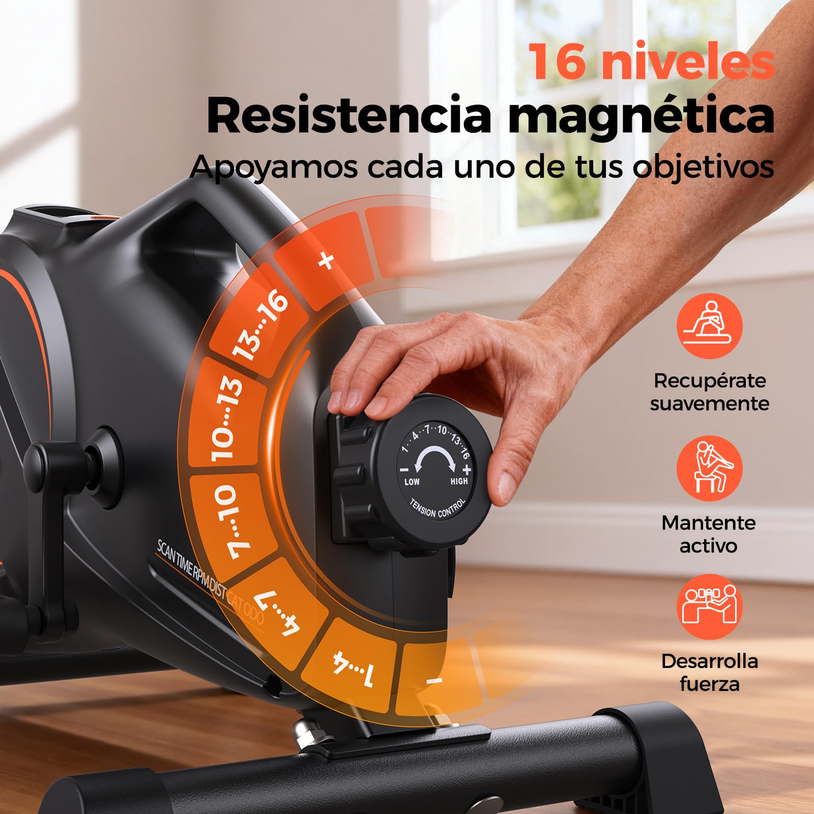 YOSUDA Mini Bicicleta Estática, Pedaleador con 2 Bandas de Resistencia, Pedaleador para Ancianos, Pedales Estáticos Personas Mayores con Tapete Antideslizante