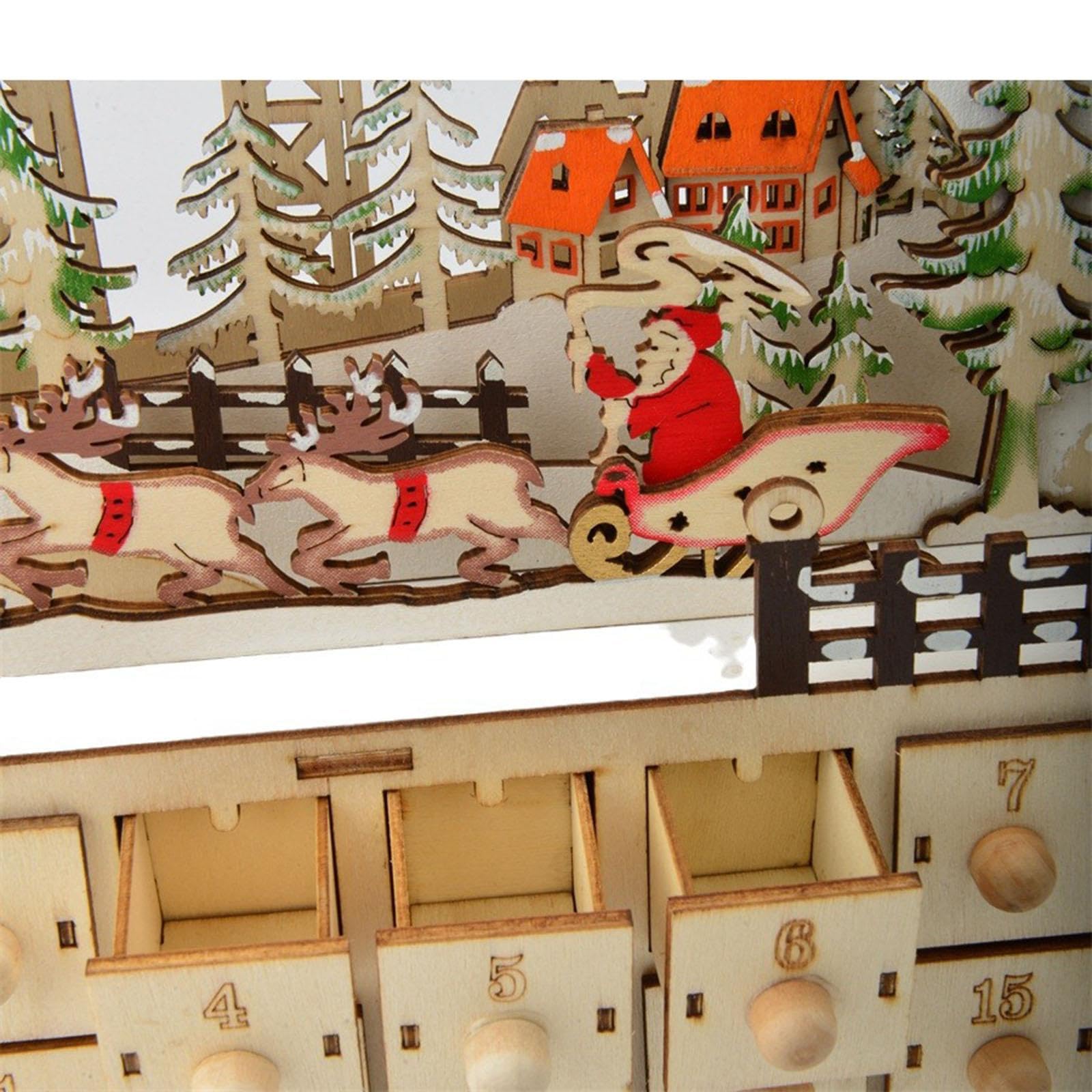 Weihnachts Adventskalender mit 24 Schubladen, Beleuchtete Weihnachtstischdekoration