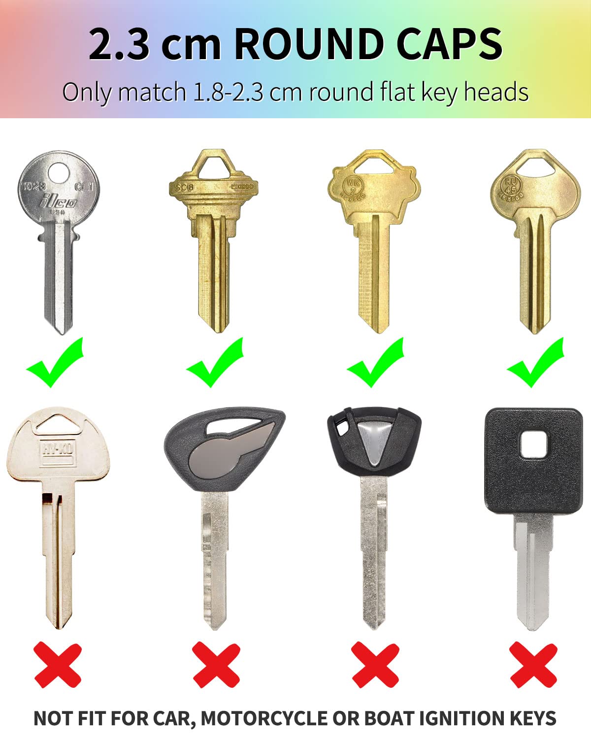Uniclife 24 Stuks Sleutelkapjes, 2,3 cm Ronde Sleutelkapjes, Zachte