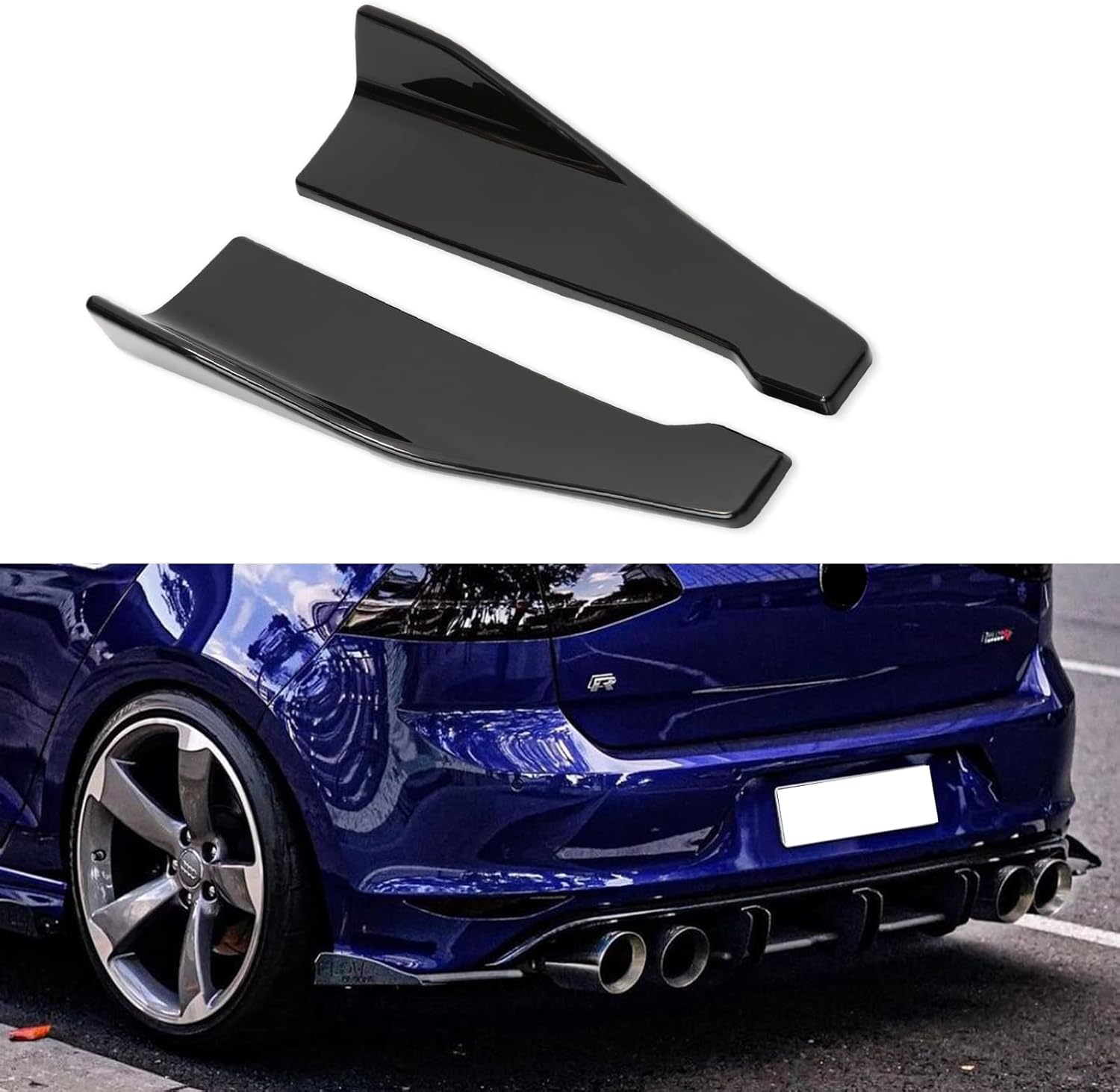 Rear Bumper Skirts Splitters Fins Spoiler Canards Diffuser Universal Side Fin Scratch Black Mudguards Protector - Gloss Black,B