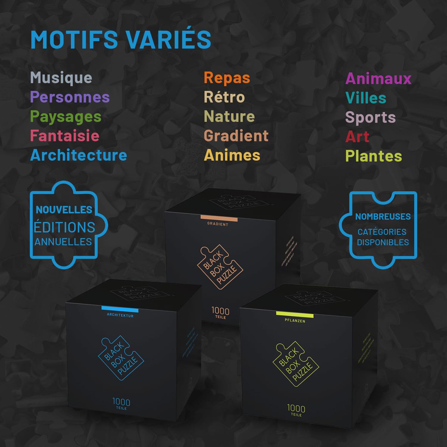 Misu Black Box Puzzle 1000 Pièces - Puzzle Adulte, Puzzlaces Classiques, Casse-tête Impossible, Jigsaw Puzzle - Architecture - Édition 2023
