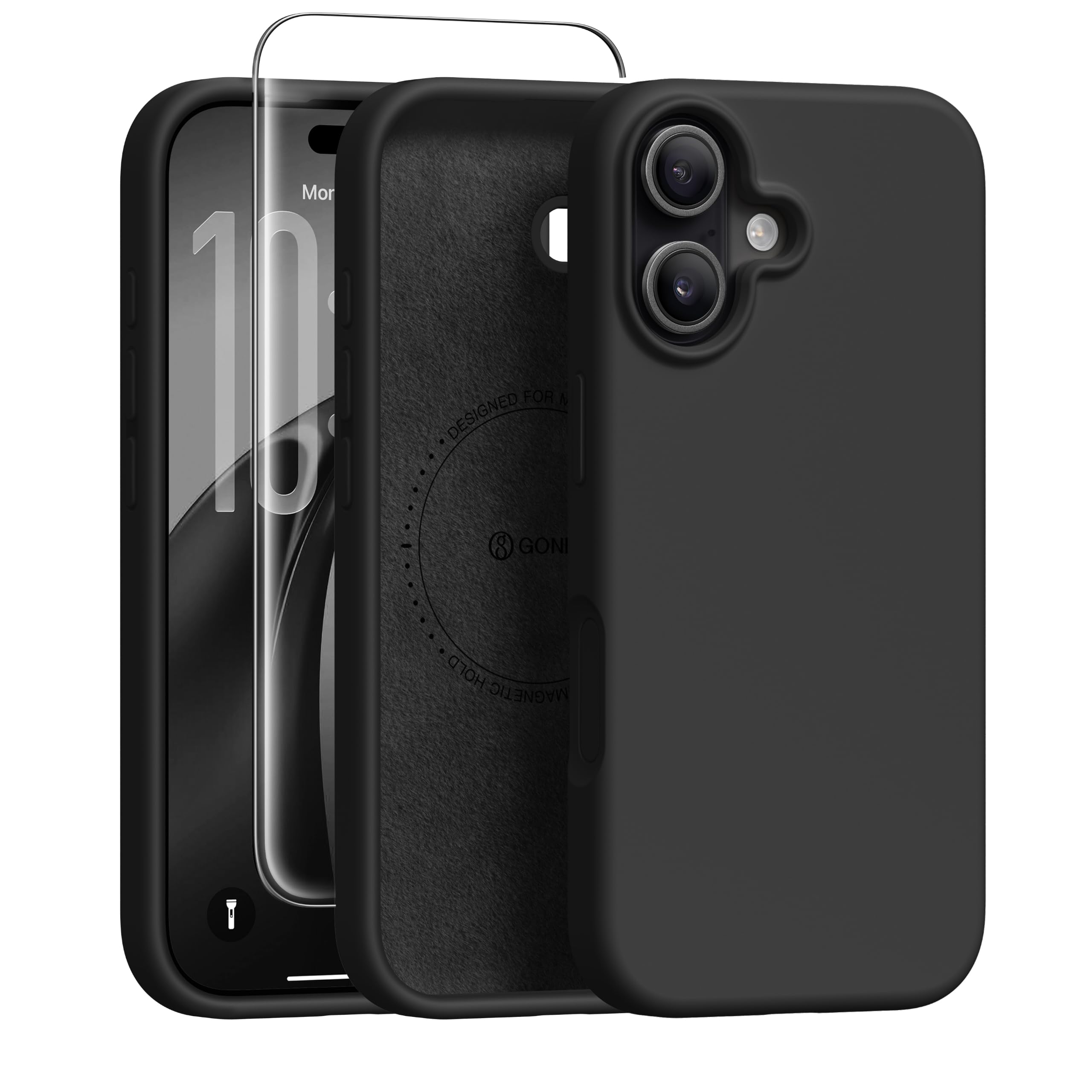 GONEZ Magnetic for iPhone 17 Case, Silicone Cover Black