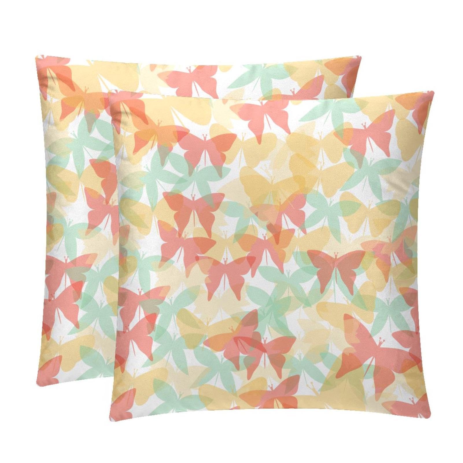 TDGKPZ Color Butterflies Throw Pillow Covers 2 Pack Pillowcases Soft Cozy Pillow Cases For Couch Bed Sofa 50x50cm