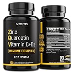 Zinc Quercetin 500mg with Vitamin C Vitamin D3 Bromelain Immune Support High Potency Quercetin Zinc Supplement ZQV by SPARTIS (Pack of 1 Bottle at 120-Caps)
