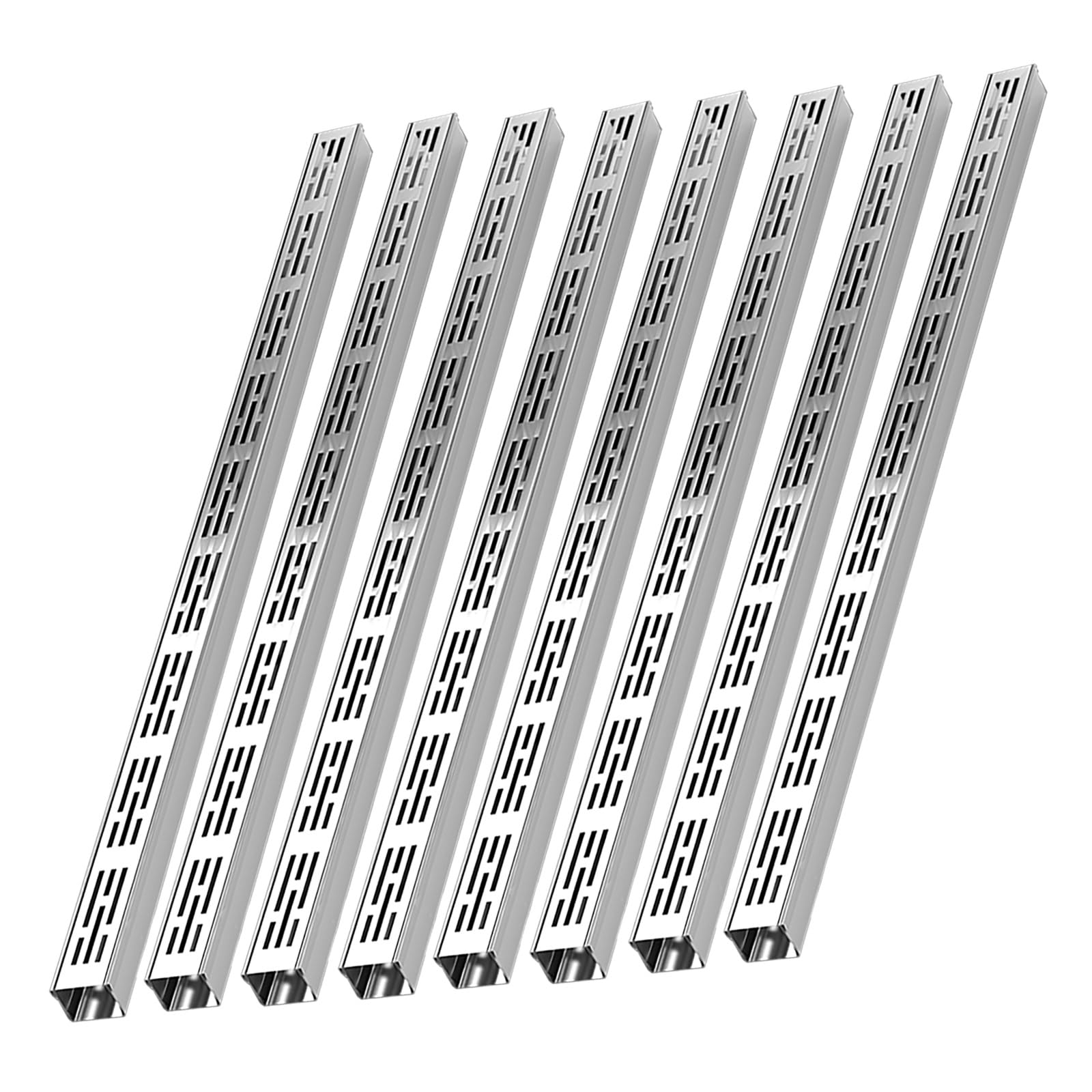 SUS Concrete Drainage Channel Driveway - Low Profile Trench Drain Set with Metal Grate(8 Pcs 7x3cm)