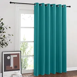 NICETOWN Sliding Glass Door Curtains for Window, Grommet Wide Thermal Curtain Sound Dampening Window Drape for Living Room/Bedroom (Peacock Teal, W80 x L84, 1 Panel)
