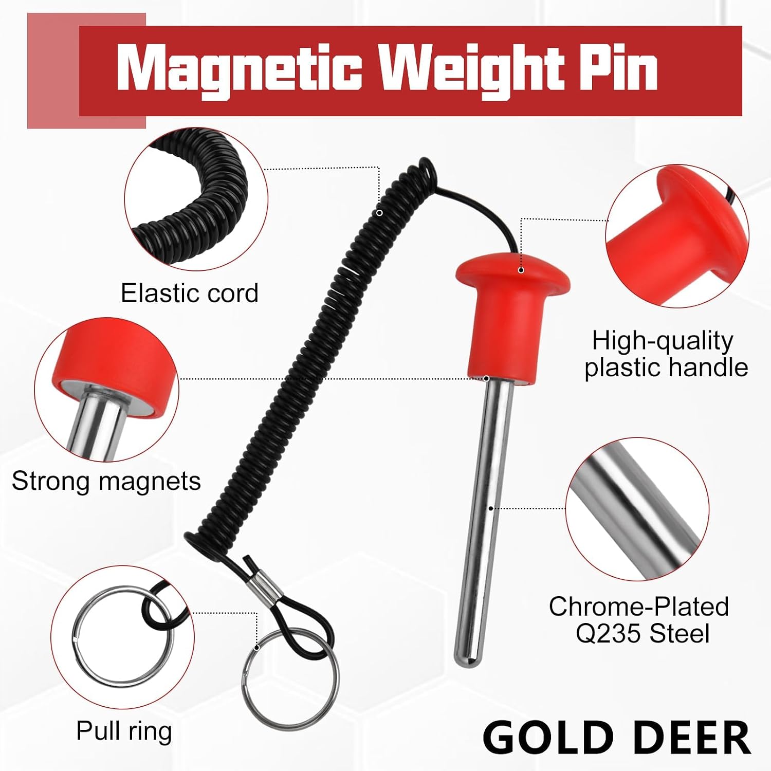 2-Pack Universal Magnetic Weight Stack Pins with Pull Rope, Assorted Colors Heavy-Duty Gym Pins for Home & Commercial Exercise Machines (Fits Most Weight Stacks) image 2