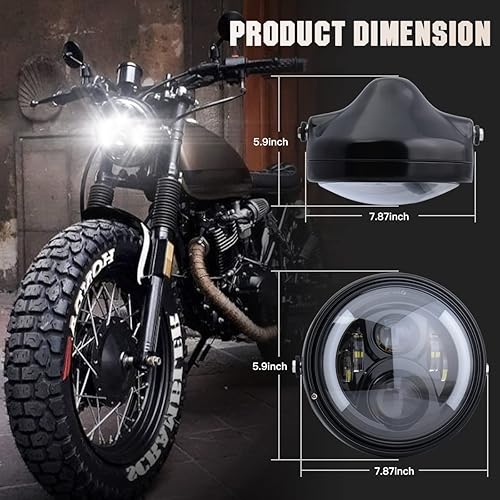 Miniatura 6 de LEDOPPO Luces LED redondas de 7 pulgadas para motocicleta con cubeta de vivienda, DRL, luces de señal de giro ámbar, luz de haz de luz para