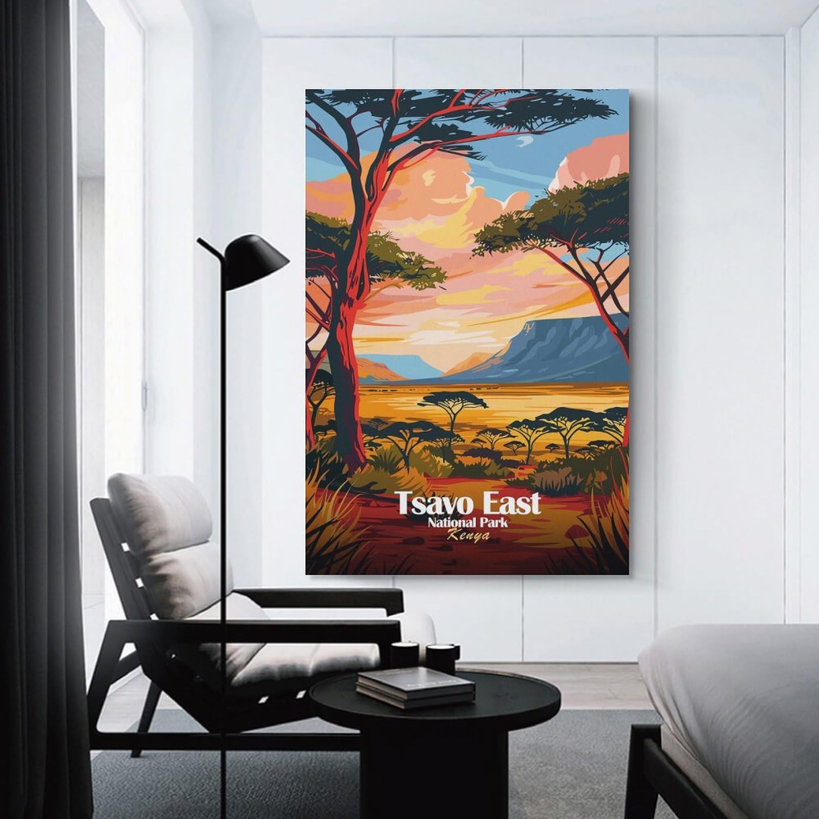 Junmoney Tsavo East National Park Kenya Art Wall Art Print, 12x18inch(30x45cm), for Bedroom Decor, Cosy Corners Or Studios, Decorative Wall Art for Cosy Rooms