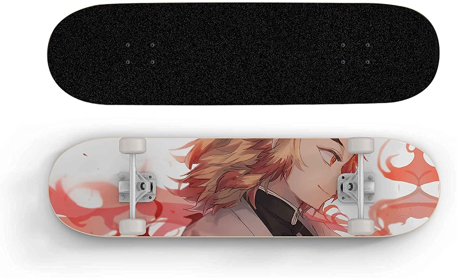 SZSHJR Anime Skateboard Professional Skateboards For Adults Professional Brush Street Board Double Rocker Skateboard For Demon Slayer Rengoku Kyoujurou Long Hair Gifts for anime lovers