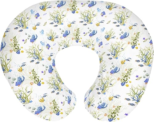 Miniatura 11 de Lindas fundas de almohada de lactancia de sirenas para niños y niñas, sirenas místicas, peces, caballo de mar, medusas, funda de almohada