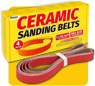 1x42 Inch Ceramic Sanding Belts 40/60/80/120 Grits High-Performance Sander Sharpening Belts for Knife Making, Metalworking, and Woodworking