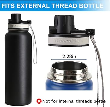 2 Pack Auto Flip Lid for Hydro Flask Wide Mouth 12, 16, 18, 32, 40, 64 OZ, Spout Lid for Simple Modern, Replacement Lid for Wide Mouth Water Bottle with Button Lock, Easy Carry, Leak Proof