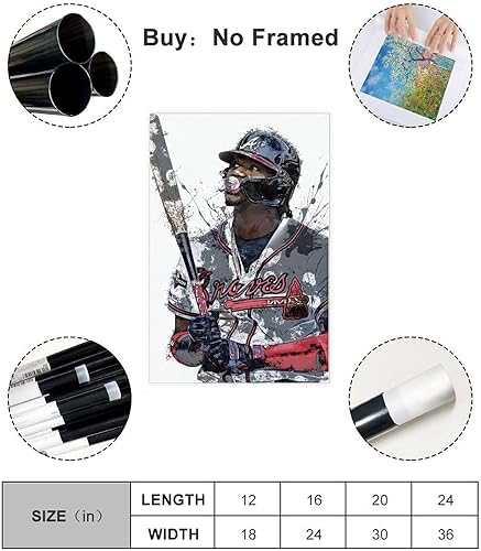 Miniatura 2 de Ronald Acuña Jr - Póster en lienzo de béisbol, póster de lienzo para decoración de pared, pinturas para sala de estar, dormitorio, sin marco, estilo