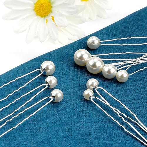 Miniatura 3 de 18 accesorios para el cabello con perlas y diamantes de imitación para bodas, estilo de novia, alfileres en forma de U, horquillas para el cabello