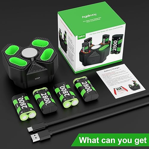 Miniatura 7 de Battery Packs for Xbox One, 4 x 2800mAh Upgrade Large Capacity Battery Packs with Fast Charger Station, Xbox Rechargeable Battery Packs Last Up to