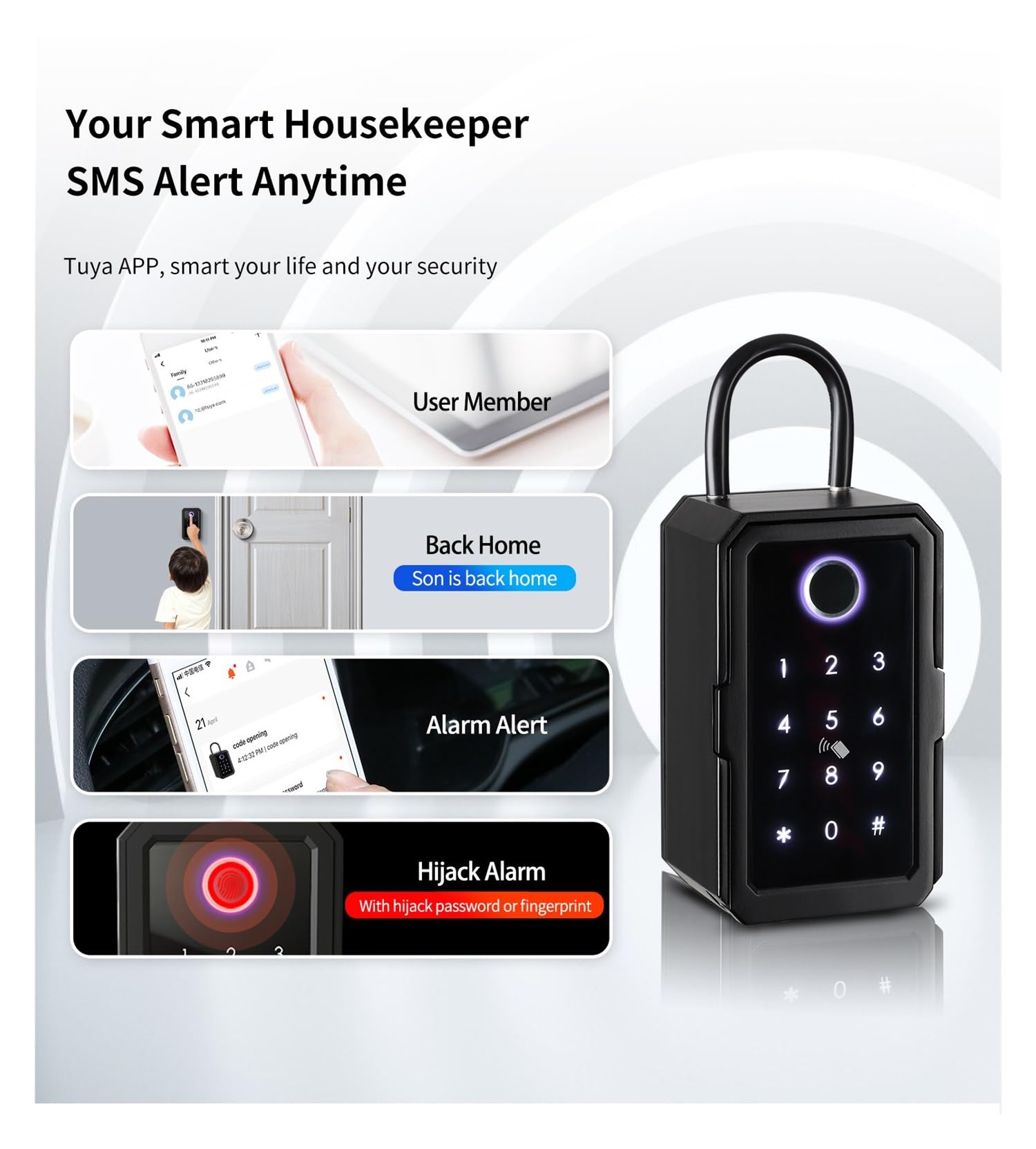 Tresor TTLOCK/Tuya t Smart Key Lock Box Safes IP65 Waterproof Password Phone Control Wall Mount Keys Safe Sto(TTlock with)