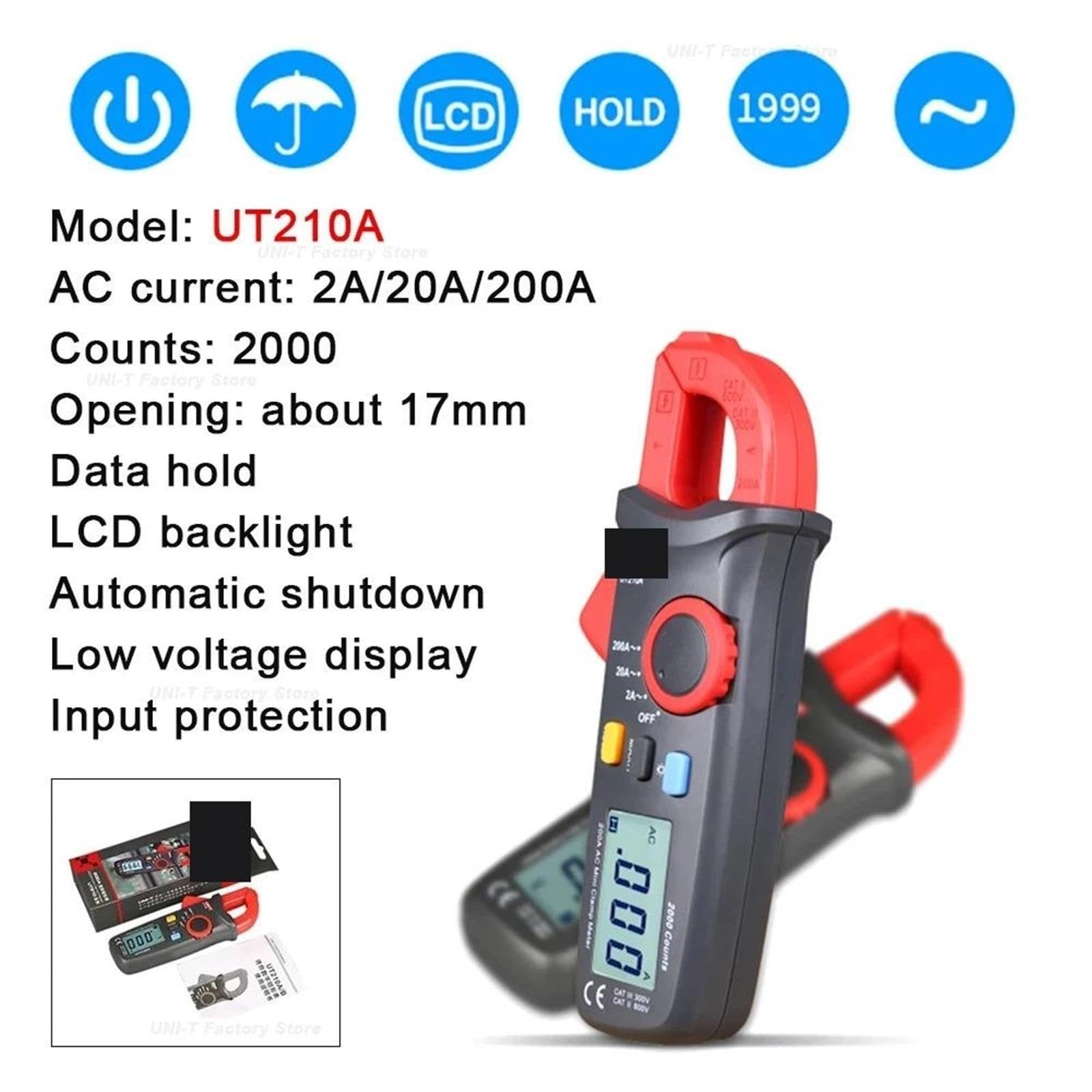 UT210E UT210D UT210 C/B/A Mini hak do miernika cęgowego Łatwe do odczytania