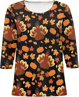 Floral T-Shirt for Women 3/4 Sleeve Crewneck Tee Shirts Casual Tops for Spring Summer Autumn