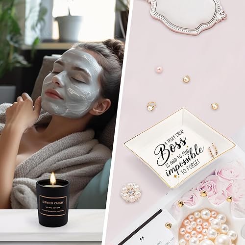 Miniatura 6 de Regalos para mujer jefa, regalos para el Día de la Madre para mujeres con vela y plato, regalos de agradecimiento para mujeres, taza de café con